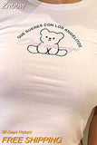 Znbbw Milf Star Print Crop T-shirts 2023 Fashion Casual Women Crop Top Summer Black Sexy E-girl Baby Tee Streetwear Y2k Clothes