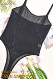 Znbbw Lace Bodysuit Sheer Mesh One Piece Bright Body Women Solid Sexy Top Crotchless Sissy Naked Tight Fitting Teddy Lingerie