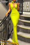 Znbbw Elegant Neon Yellow Prom Maxi Dress Sexy V-Neck Sleeveless Long Mermaid Evening Party Gowns Bridesmaid Dress Vestido 2023