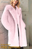 Znbbw Women Elegant Winter Plush Faux Fur Overcoat Female Casual Loose Coat Jackets 2023 New Lapel Full Sleeve Fashion Coat