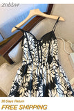 znbbw Women Summer Sexy Backless V-Neck Floral Print Suspender Dresses Vestido 2023 Spring French Vintage Party Dresses Female Vestido
