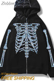 Znbbw Hot diamond skull Embellished Hoodies Men Women fashion all-match Jacket Retro Streetwear Gothic teen Apparel Y2k Sweatshirt