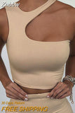 Znbbw Out Sexy Crop Off Shoulder Solid 2023 Skinny Sport Short Tops Women Tank Irregular Summer Tube Tops