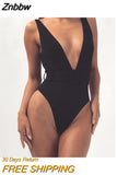 Znbbw Cut Swimwear Women 2023 Solid One Piece Swimsuit Female High Waist Monokini V-Neck Sexy Bathing Suit Swim Suit Black Red