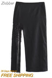 Znbbw TRAF Y2K Tassels Women 2 Piece Sets 2023 Summer Sleeveless Backless Halter Crop Top Female Asymmetric Midi Skirt Suits