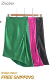 Znbbw Women Elegant Solid Side Irregular Midi Skirt Female Summer Vestidos