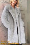 Znbbw Women Elegant Winter Plush Faux Fur Overcoat Female Casual Loose Coat Jackets 2023 New Lapel Full Sleeve Fashion Coat