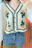 Znbbw Crochet Hollow Embroidery V-neck Long Shirt Female Spring and Autumn Temperament Sweet and Wild Short Girl Blouse UK078