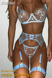 Znbbw Erotic Underwear Lace Transparent Bra Exotic Sets Sexy Thong Woman Porn Fancy Sensual Luxury Lingerie 4-Pieces 912