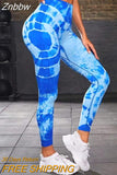 Znbbw Dye Leggings High Waist Elastic Yoga Pants Seamless Push Up Tights Fitness Women Sport Gym Training Running Leggings Femme