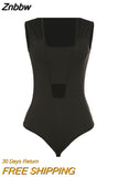 Znbbw black sexy skinny female bodysuits 2023 summer fashion beach casual vacation hollw out sleeveless low cut bodysuit lady