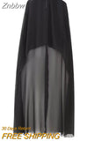 Znbbw TRAF Women Fashion Turtleneck Collar Asymmetrical Chiffon Smock Blouse Female Tulle Cape Shirt Blusas Chic Cloak Tops