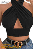 Znbbw Fashion Sexy Halter Crop Top Sleeveless Backless Women Tank Top Clubwear Streetwear Summer Lady Hollow Out Camis Tops