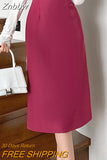 Znbbw New Brand Fashion High Quality High Waist Elegant Straight Skirts Women Office Lady Back Slit Mid-Length Pencil Skirts