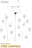 Znbbw Up Hoodie Rhinestone Goth Long Sleeve Hoodies Hip Hop Punk Joggers Sweatshirt Y2k Jacket Men And Woman Sport Coat Streetwear