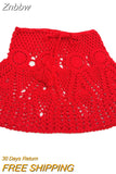 Znbbw Color Handmade Cotton Knitted Crochet Mini Skirts Women Summer Hollow Out High Waist Beach Skirt White Bottoms 2023