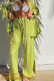 znbbw Women Pleated 2 Piece Sets Long Sleeve Blouse Tops And Split Wide Leg Pant Suit Female Fashion Casual Loose Homewear Outfit