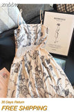 znbbw flowy dress For Women French Elegant Vintage Floral A-line Lolita Frocks Summer Autumn Holiday Party Fancy Vestidos