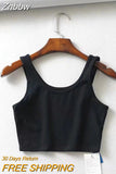 Znbbw women summer crop tops sleeveless short cotton u collar knitted bar