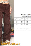 Znbbw Women Y2K Cargo Pants Khaki Loose Streetwear Vintage Low Waist Casual Straight Trousers Sexy Retro Loose Pockets Baggy Pants