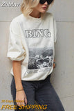 Znbbw Graphic Sweatshirts for Women Printed Loose Fashion Pullovers Tops 2023 Spring Autumn Female Vintage Sweatshirt Hoodies