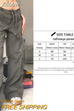 Znbbw Women Y2K Cargo Pants Khaki Loose Streetwear Vintage Low Waist Casual Straight Trousers Sexy Retro Loose Pockets Baggy Pants