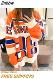 Znbbw letter trend sweater women Korean autumn and winter casual lazy round neck sweater Japanese wild Harajuku loose pullover