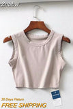Znbbw Summer vintage white crop tops women biker black punk sexy tank top korean streetwear cropped sleeveless top feminino