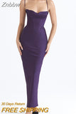 Znbbw Satin Sexy Backless Maxi Dress For Women Robe Fashion Spaghetti Strap Sleeveless Skinny Party Long Dress Vestido