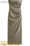 Znbbw TRAF Dress Summer 2023 Tube Top Tight Women Dress Chic Folds Street Holiday Leisure Young Student Clothing