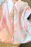 znbbw Fashion Tie Dye Loose Long Sleeve Single Breasted Shirt 2023 Spring Women's Turn-Down Collar Casual Female Blouse