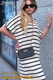 Znbbw TRAF 2023 France Knitting Striped Contrast V Neck Long Sleeve Dress Women Elegant Single-breasted Slim Long Dress