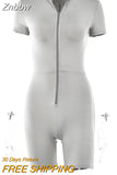 Znbbw Sculpting Playsuit Women Sexy Short Sleeve Waist Corset Rompers Jumpsuits Femme Zip Body-Shaping One Piece Outfits