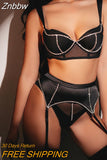 Znbbw Rhinestone Lingerie Luxury Intimate Underwear 3-Piece Seamless Bra Kit Push Up Glitter Bilizna Set Sexy Delicate Outfit