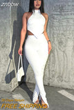 znbbw Summer Sexy Two Piece Sets Casual For Women 2023 Halter Sleeveless Tank Top And Skinny Flare Pant Sets New Matching Sets