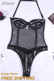 Znbbw Sexy Bodysuit With Zipper Open Bra Mesh Transparent Naked Women Uncensored Halter Body Crotchless Luxury Leather Tops