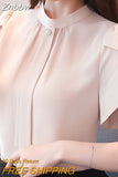 Znbbw Tops Women Short Sleeve Chiffon Blouse Shirt Blouse Women Blusas Mujer De Moda 2023 Verano Women Blouses Femme Top E771