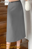 Znbbw New Brand Fashion High Quality High Waist Elegant Straight Skirts Women Office Lady Back Slit Mid-Length Pencil Skirts