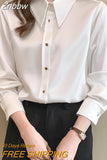 Znbbw Sleeve Office Lady White Blouse Shirt Tops Women Turn Down Collar Blouse Women Blusas Mujer De Moda 2023 Blouses Blusa E313