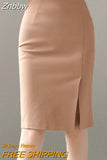 Znbbw Simple OL Style Office Pencil Skirts Elegant All-Match High Waist Slim Women Skirts Female Classic Vintage Casual Bottoms