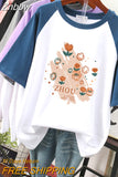 Znbbw 100% Cotton L-3XL T Shirt Plus Size Print Tshirt Short Sleeve Patchwork Women Top Summer Couple O Neck Oversize T Shirts