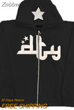 Znbbw Star Letter Print Hoodies Man Women Long Sleeve Zip Casual Hooded Sweatshirts Couple Gothic Harajuku Jacket Coats Streetwear