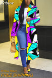 Znbbw Women Casual Loose Printing Overcoat Female Patchwork Spring Full Sleeve Long Coat 2023 Vintage Style Elegant Streetwear 914