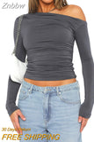 Znbbw Spring New Long Sleeve T-Shirt Women Solid Simple Casual Soft All-Match Hot Basic Crop Tops Tees Summer Fashion