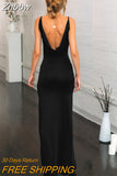 Znbbw Spaghetti Strap Slit Bodycon Dress Party Elegant Evening Dresses Vestidos Women Backless Wrap Long Dress Vintage Wear