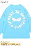 Znbbw Korean Style Letter Print Hoodies Women Harajuku Angel Wings Sweatshirts Plus Size Casual Long Sleeve Tops Girl Clothes
