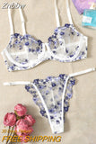 Znbbw Fairy Sexy Lingerie Floral Fancy Underwear Transparent Bra Set Women 2 Piece Sensual Underwire Exotic Lace Brief Sets