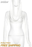 znbbw Spring Sexy Solid Pullover Hoodies Club Outfit For Women 2023 Long Sleeve Hooded Crop Top Female Black Knit Hoodies