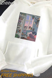Znbbw Night Drawing Cartoons Print Women Hoodeds Sweatshirts Harajuku Oversized Loose Fashion Casual Lady Hoodeds Sweatshirts