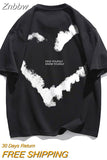 Znbbw Gothic Black Print T Shirts Women Harajuku Punk Oversize Graphic Tees Summer Casual Loose Short Sleeve Tops Hip Hop Y2K